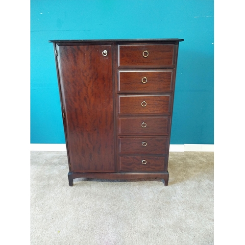 758 - Mahogany side cabinet with six drawers and single door raised on bracket feet {127 cm H 97 cm W 60cm... 