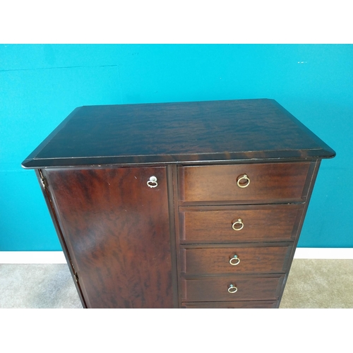 758 - Mahogany side cabinet with six drawers and single door raised on bracket feet {127 cm H 97 cm W 60cm... 