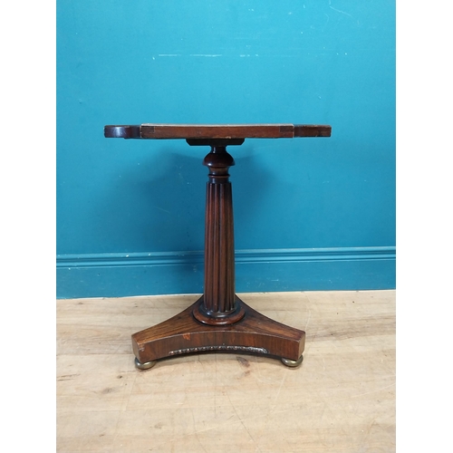 76 - William IV rosewood lamp table with inset tapsetry top and glass raised on reeded column and platorm... 