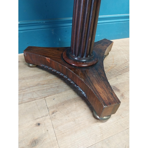 76 - William IV rosewood lamp table with inset tapsetry top and glass raised on reeded column and platorm... 