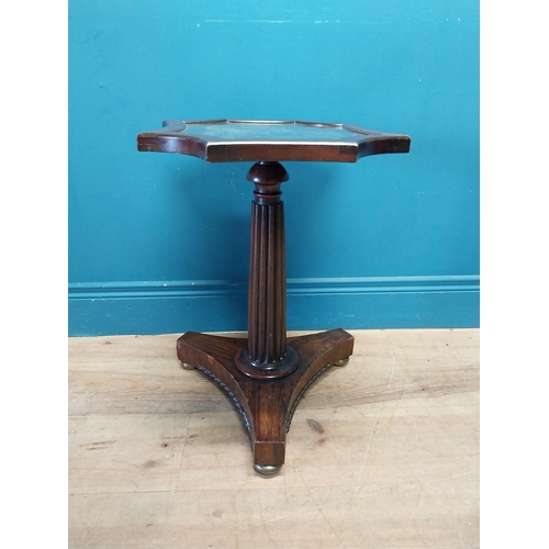 76 - William IV rosewood lamp table with inset tapsetry top and glass raised on reeded column and platorm... 