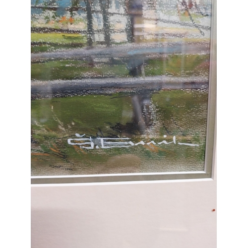 761 - Framed watercolour - Farmyard Scene. {60 cm H x 75 cm W} { cm H  cm W cm D}.