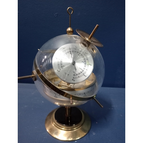 76A - Spherical brass mounted weather station with thermometer, relative  hydro and barometer dials. { 23c... 