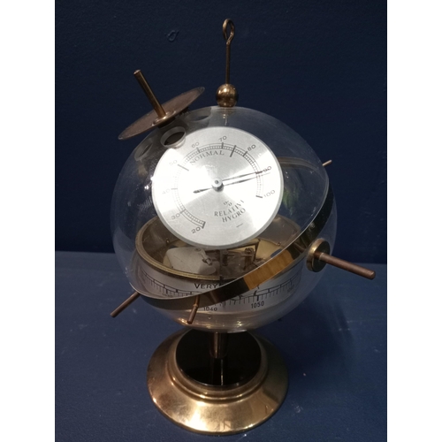 76A - Spherical brass mounted weather station with thermometer, relative  hydro and barometer dials. { 23c... 