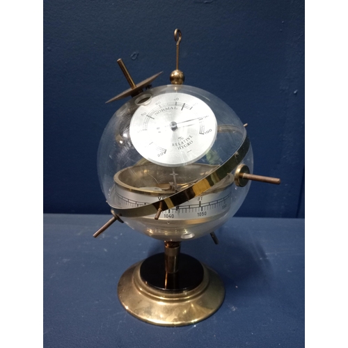 76A - Spherical brass mounted weather station with thermometer, relative  hydro and barometer dials. { 23c... 