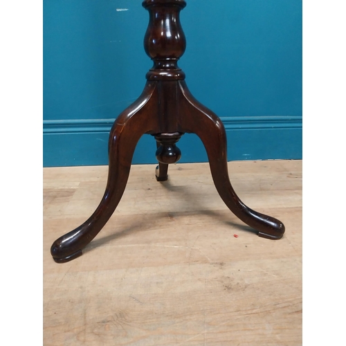 77 - Edwardian mahogany torchere raised on turned column and three outswept feet {122 cm H x 42 cm Dia.}.