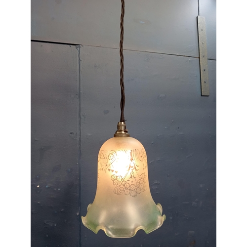 773 - Glass tulip shade hall light { 18cm H X 20cm Dia }.