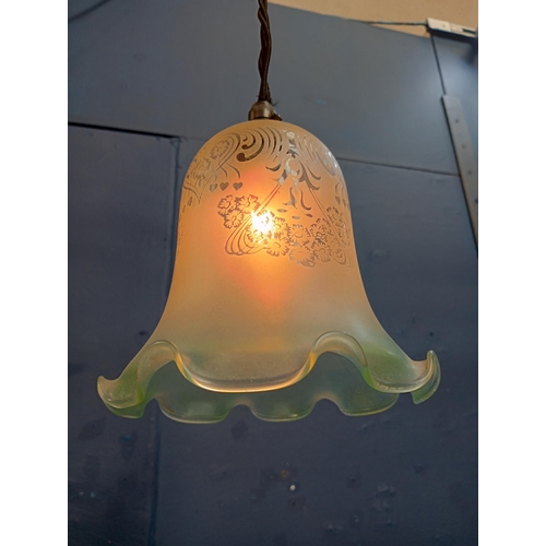 773 - Glass tulip shade hall light { 18cm H X 20cm Dia }.