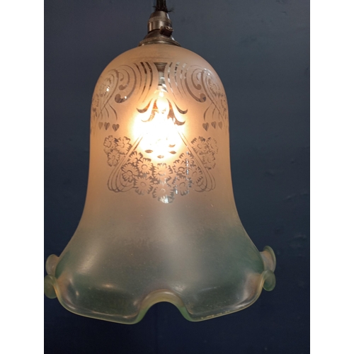 774 - Glass tulip shade hall light { 18cm H X 17cm Dia }.