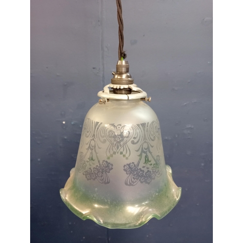 774 - Glass tulip shade hall light { 18cm H X 17cm Dia }.