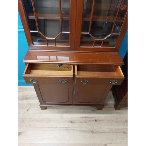 79 - Pair of good quality mahogany book cases with two astral glazed doors over two short drawers and two... 