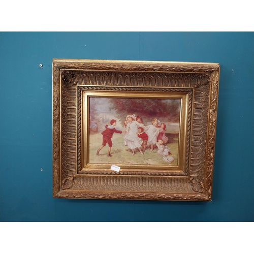 80 - Good quality oleograph mounted in gilt frame - Children at Play . {64 cm H x 70 cm W}.