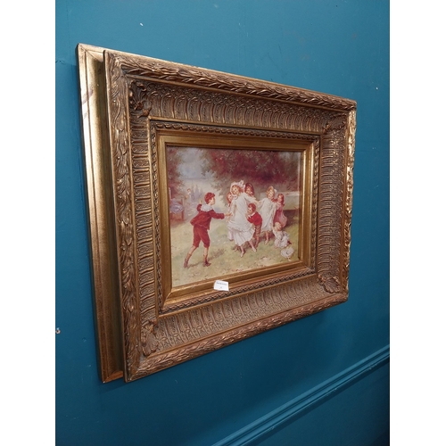 80 - Good quality oleograph mounted in gilt frame - Children at Play . {64 cm H x 70 cm W}.