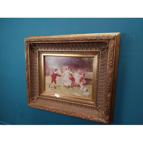 80 - Good quality oleograph mounted in gilt frame - Children at Play . {64 cm H x 70 cm W}.