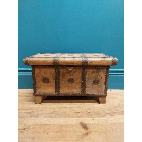 83 - Indian hardwood and metal treasure chest {26 cm H x 44 cm W x 22 cm D}.