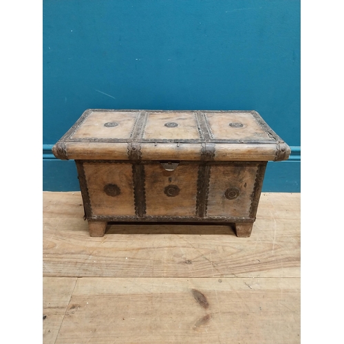 83 - Indian hardwood and metal treasure chest {26 cm H x 44 cm W x 22 cm D}.