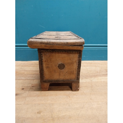 83 - Indian hardwood and metal treasure chest {26 cm H x 44 cm W x 22 cm D}.