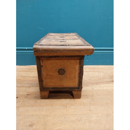 83 - Indian hardwood and metal treasure chest {26 cm H x 44 cm W x 22 cm D}.