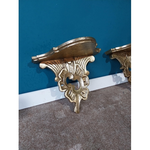 849 - Pair of giltwood wall sconces. {44 cm H x 46 cm W x 27 cm D}.{ cm H  cm W cm D}.