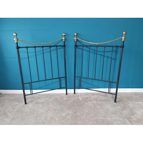 854 - Brass and iron bed in the Victorian style {137 cm H x 96 cm W}.{ cm H  cm W cm D}.