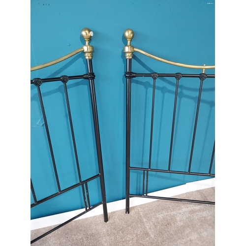 854 - Brass and iron bed in the Victorian style {137 cm H x 96 cm W}.{ cm H  cm W cm D}.