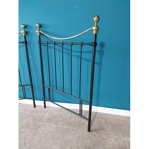 854 - Brass and iron bed in the Victorian style {137 cm H x 96 cm W}.{ cm H  cm W cm D}.