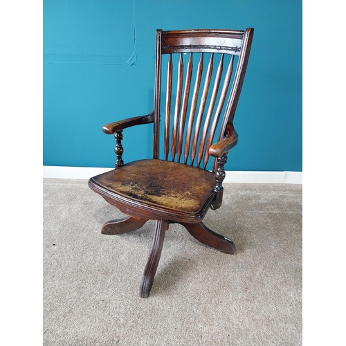 855 - 1940s bentwood swivel office arm chair{100 cm H 55 cm W 55cm D}.