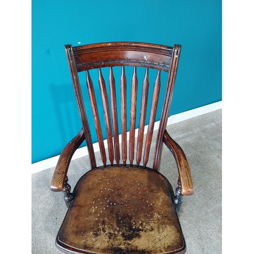 855 - 1940s bentwood swivel office arm chair{100 cm H 55 cm W 55cm D}.