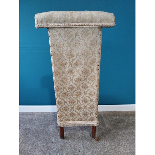 857 - Upholstered and mahogany Prie-dieu chair {109 cm H 47 cm W 48cm D}.