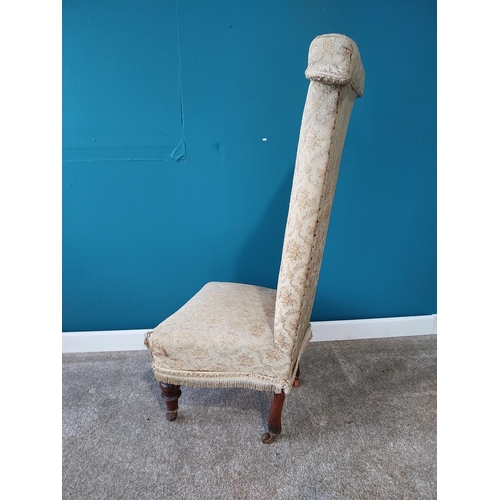 857 - Upholstered and mahogany Prie-dieu chair {109 cm H 47 cm W 48cm D}.