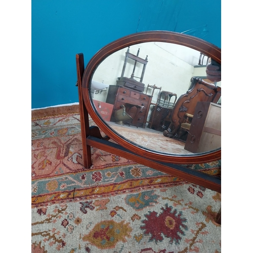 875 - 19th. C.  mahogany and satinwood inlaid dressing table mirror {60 cm H 57 cm W 30cm D}.