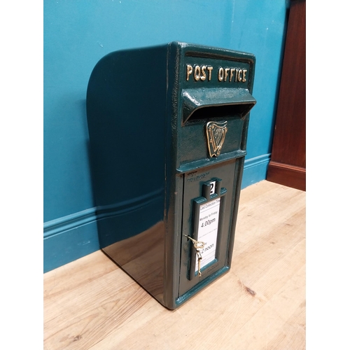 88 - Cast iron and metal Irish post box with Harp emble.  {58 cm H x 24 cm W  x 39 cm D}.