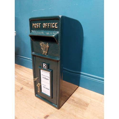 88 - Cast iron and metal Irish post box with Harp emble.  {58 cm H x 24 cm W  x 39 cm D}.