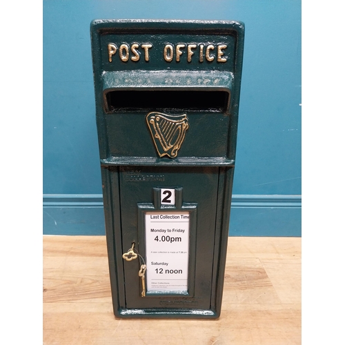 88 - Cast iron and metal Irish post box with Harp emble.  {58 cm H x 24 cm W  x 39 cm D}.