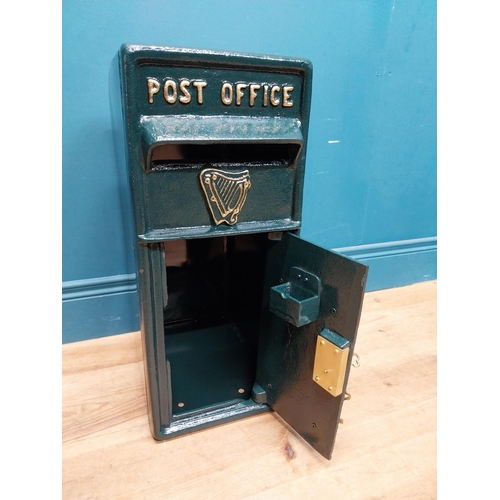 88 - Cast iron and metal Irish post box with Harp emble.  {58 cm H x 24 cm W  x 39 cm D}.