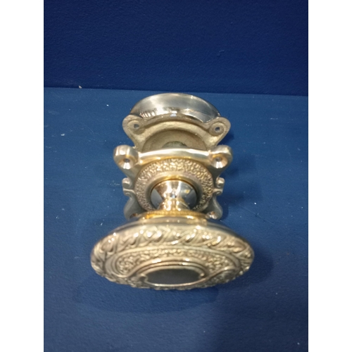 880 - Brass Art Nouveau door oval knob set with brass plates knob{ 5cm H X 7cm W X 5cm D }.