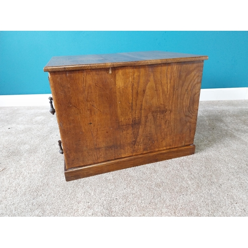 895 - Early 20th C. oak bank of six drawers with cast iron handles {42 cm H 46 cm W 56cm D}.