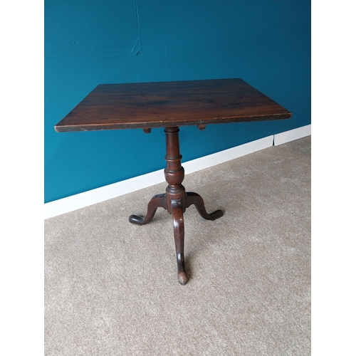 897 - Irish Georgian mahogany tilt top occasional table raised on turned column and three outswept feet {7... 