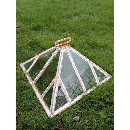 903 - 19th. C. cast iron  fully glazed cloche . { 26cm H X 45cm Sq. }.