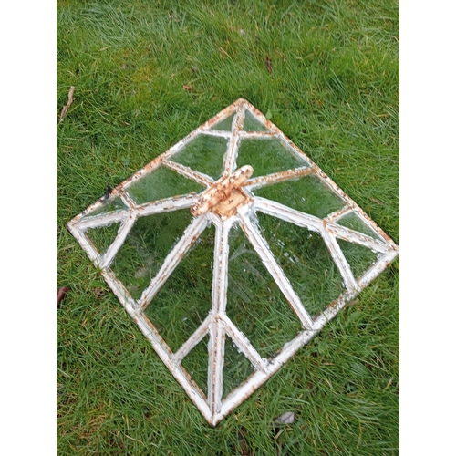 903 - 19th. C. cast iron  fully glazed cloche . { 26cm H X 45cm Sq. }.