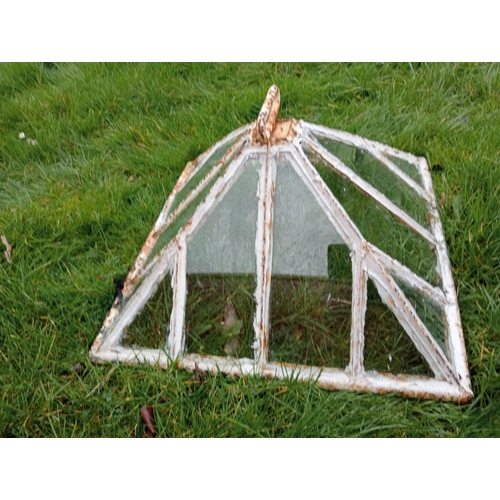 903 - 19th. C. cast iron  fully glazed cloche . { 26cm H X 45cm Sq. }.