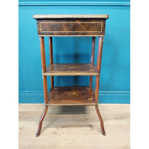 91 - Walnut and kingwood inlaid ladies jewellery table with ormolou mounts in the Victorian style {82 cm ... 