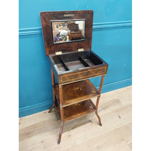 91 - Walnut and kingwood inlaid ladies jewellery table with ormolou mounts in the Victorian style {82 cm ... 