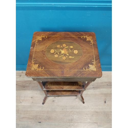 91 - Walnut and kingwood inlaid ladies jewellery table with ormolou mounts in the Victorian style {82 cm ... 