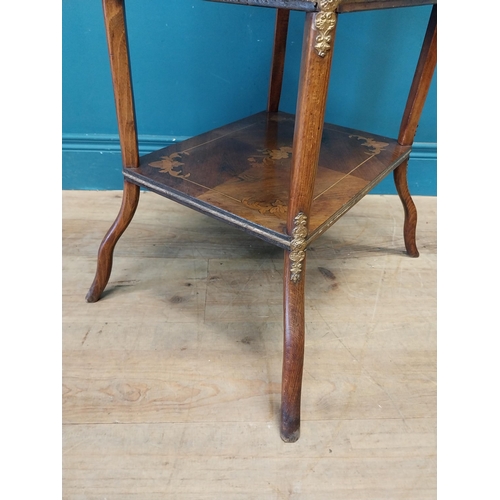 91 - Walnut and kingwood inlaid ladies jewellery table with ormolou mounts in the Victorian style {82 cm ... 