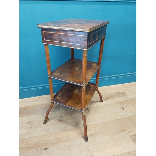 91 - Walnut and kingwood inlaid ladies jewellery table with ormolou mounts in the Victorian style {82 cm ... 