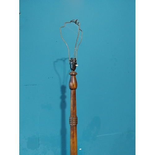 920 - 1950s walnut standard lamp {177 cm H 36 cm W 36cm D}.