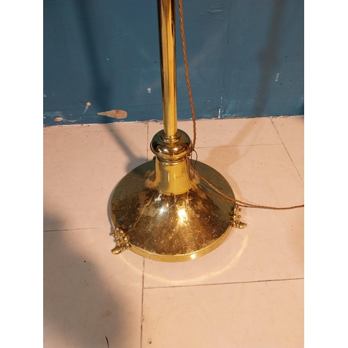 923 - Edwardian telescopic standard lamp with cloth shade {165 cm H x 35 cm Dia.}.