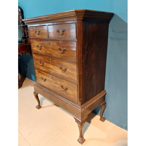 926 - Edwardian mahogany chest on stand with two short drawers over three long graduated drawers raised on... 