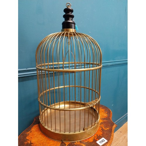 10 - Early 20th C. brass bird cage. {62 cm H x 33 cm D}.